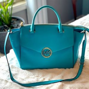 MICHAEL KORS Leather Satchel - Aquamarine